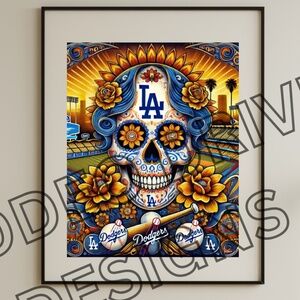 LOS ANGELES DODGERS DAY OF THE DEAD PRINT 20X16 DODGERS LIMITED PRINT